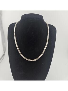 16.5 Sterling Silver 4mm Byzantine Bali Necklace
